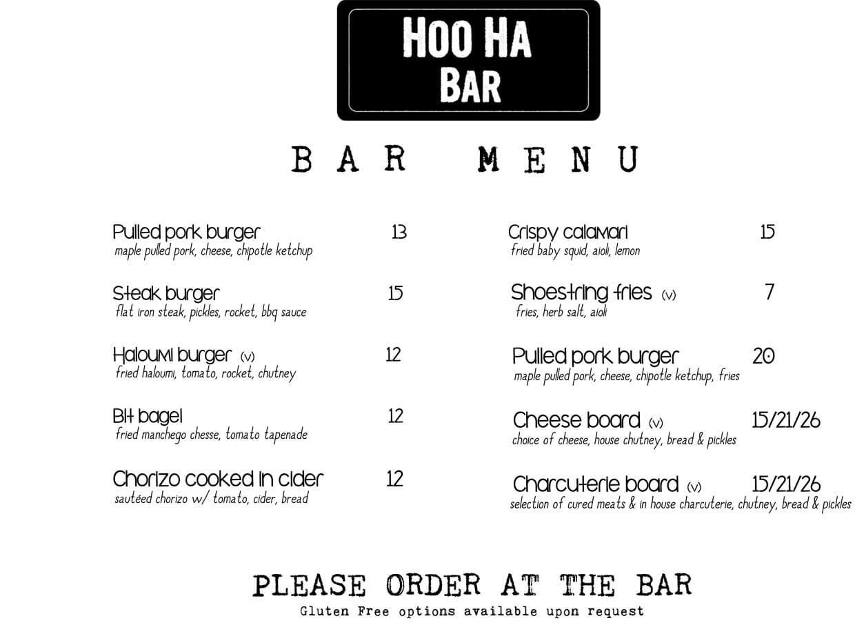 Food Menu - Nighttime